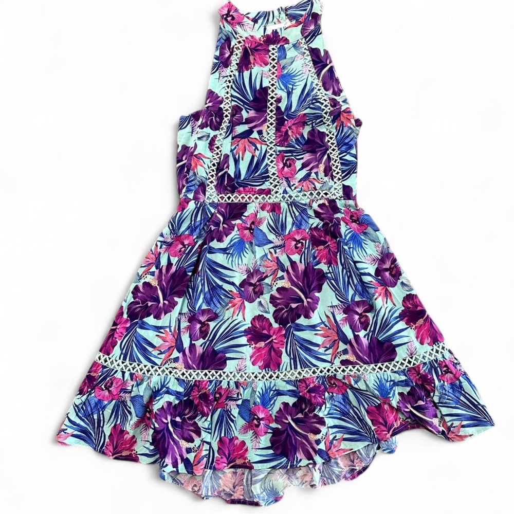 Anthropologie SUNDAY MI AMOR Open Back Floral Mini Dress Size XS